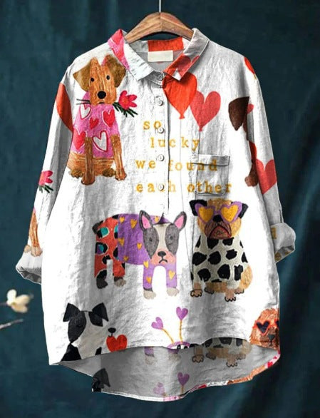 Whimsical Dog Art Tee with Lola Print