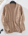 Cable Knit Open Front Long Sleeve Cardigan