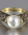 Trendy Gold-Plated Pearl Ring Women