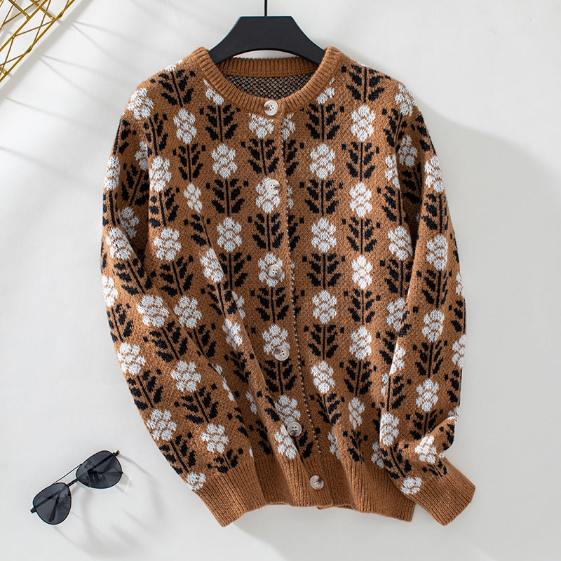 Women's Vintage Floral Knitted Cardigan