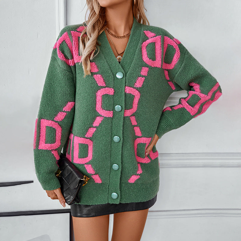 Women's Casual Patchwork Cardigan