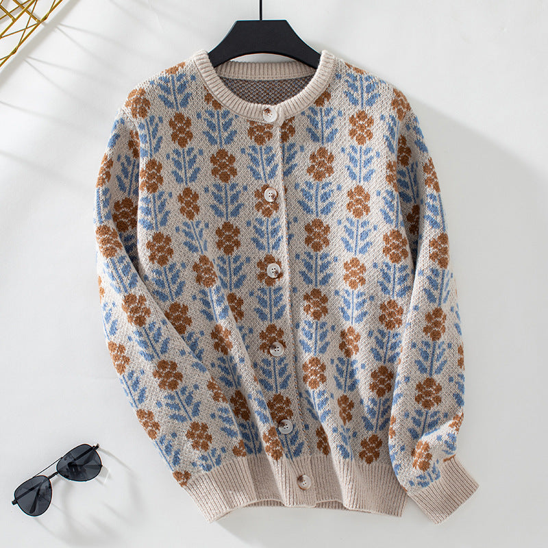 Women's Vintage Floral Knitted Cardigan