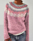 Warm Sweater with Eye-Catching Geo Patterns