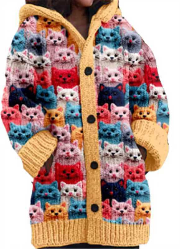 Abstract Print Casual Cape Jacket