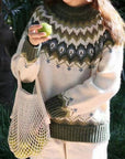 Classic Sweater with Icelandic Knit Pattern