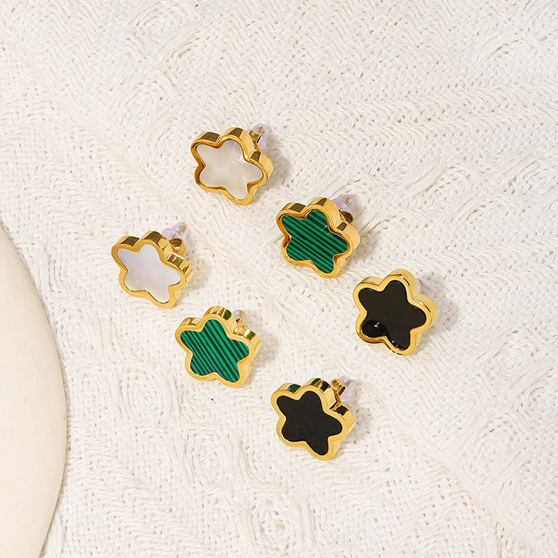 Shell Inlay Stainless Steel Earrings