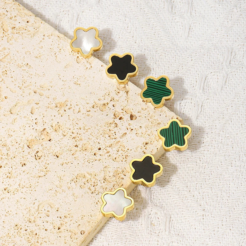 Shell Inlay Stainless Steel Earrings