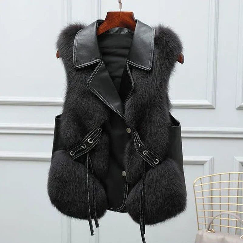Elegant Layered Collar Fur Vest
