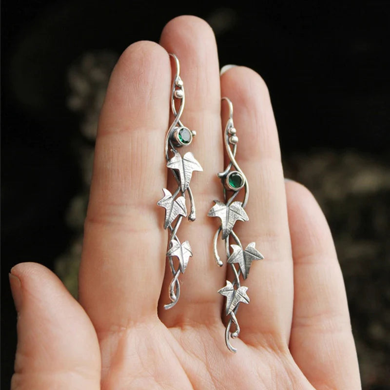 Fantasy Elf Earrings with Blue Crystals