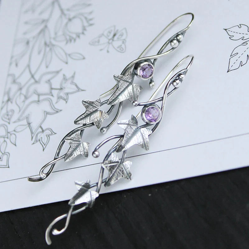 Fantasy Elf Earrings with Blue Crystals
