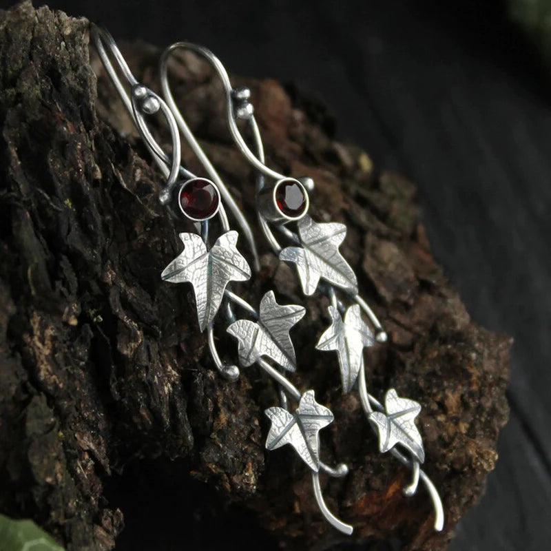 Fantasy Elf Earrings with Blue Crystals