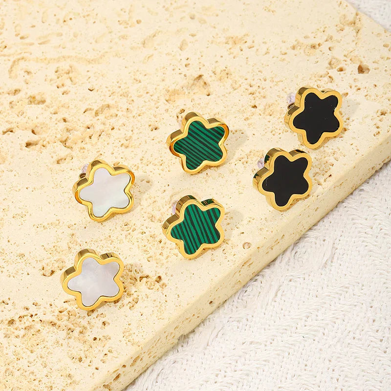 Shell Inlay Stainless Steel Earrings