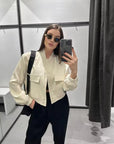 Crop Long Sleeve  Bomber Jacket