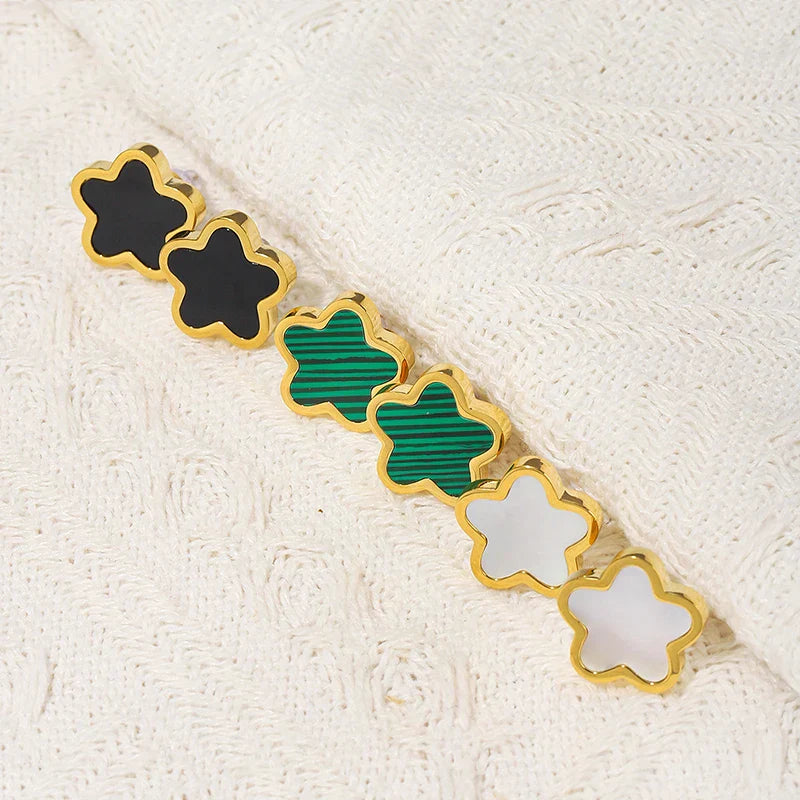 Shell Inlay Stainless Steel Earrings