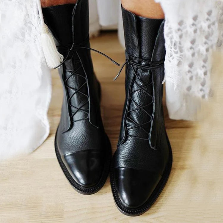 Sophie Black Ankle Boots | Lace-Up, Polished Finish for Women 0