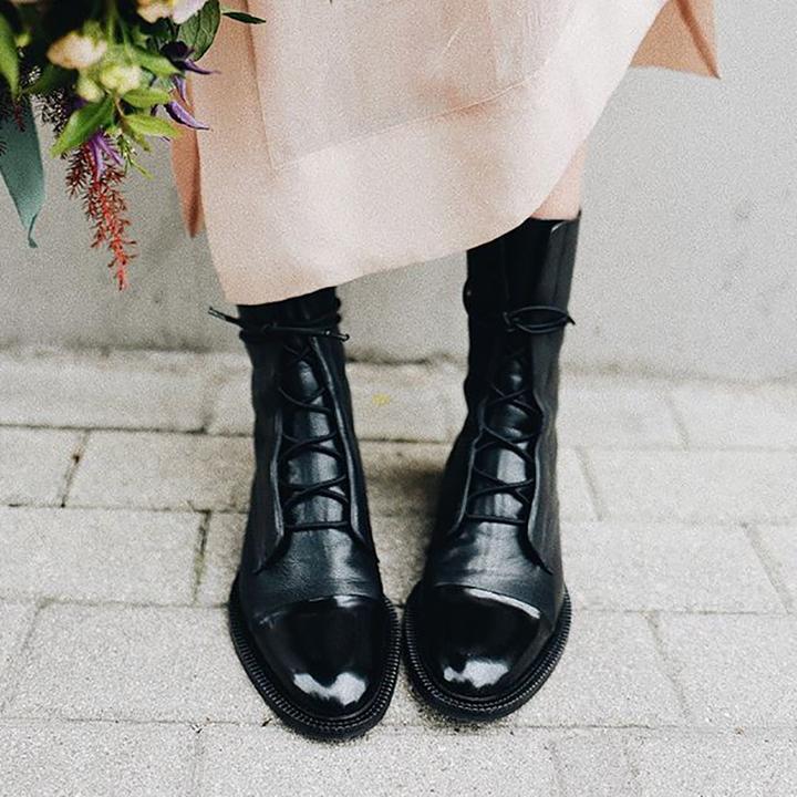 Sophie Black Ankle Boots | Lace-Up, Polished Finish for Women 4