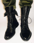 Sophie Black Ankle Boots | Lace-Up, Polished Finish for Women 8