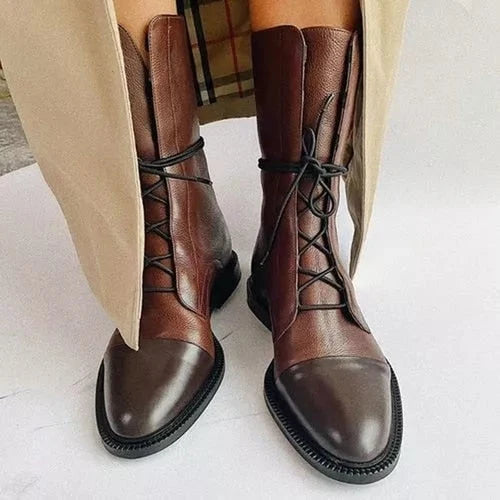 Sophie Black Ankle Boots | Lace-Up, Polished Finish for Women 9
