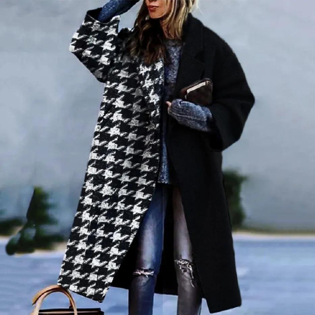 Long Women's Coat with Stylish Patterns