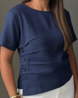 Button-Detail Short-Sleeve Blouse