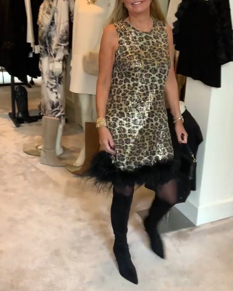 Sleeveless Leopard Print Fashion Dress