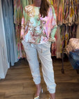Print Loose Drop Shoulder Long Sleeve Top