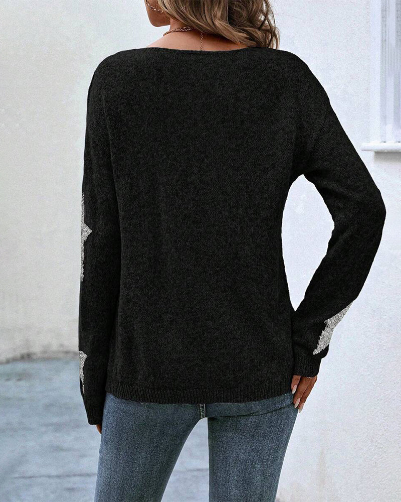 Fashionable Five-Pointed Star Sweater