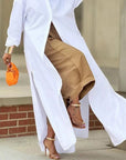 Solid-Color Elastic-Waist Tulip-Hem Cropped Pants