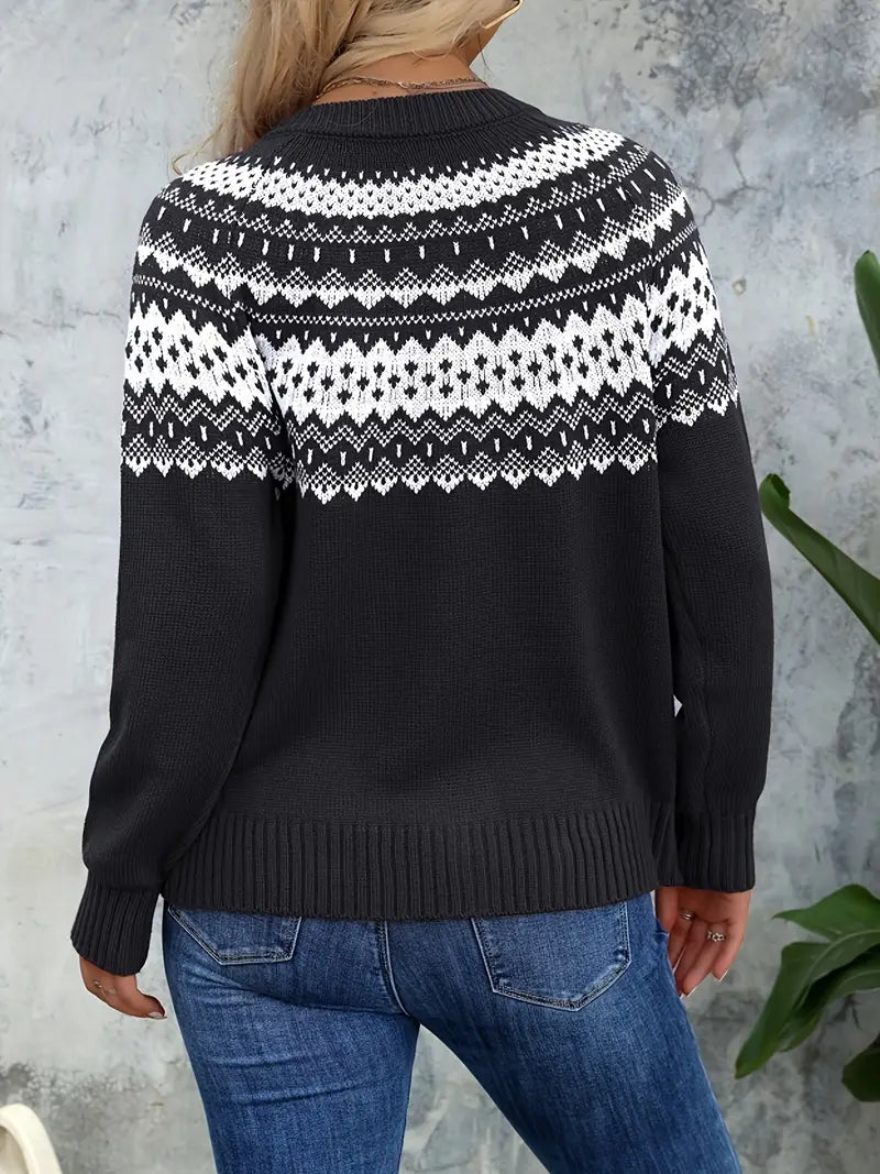 Women's Geometric-Patterned Acrylic Knit Cardigan