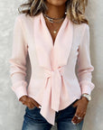 Pure Cotton Fashion Blouse With A Flowing Tie Collar