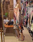 Casual Leopard and Colorful Print Deep V Dress