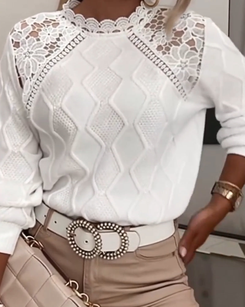 Lace Trim Fashion Patchwork Sweater