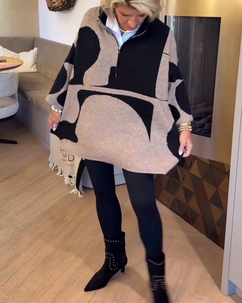 Half-Zip Stand Collar Fashionable Sweater