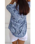 V-Neck Button-Down Printed Blouse