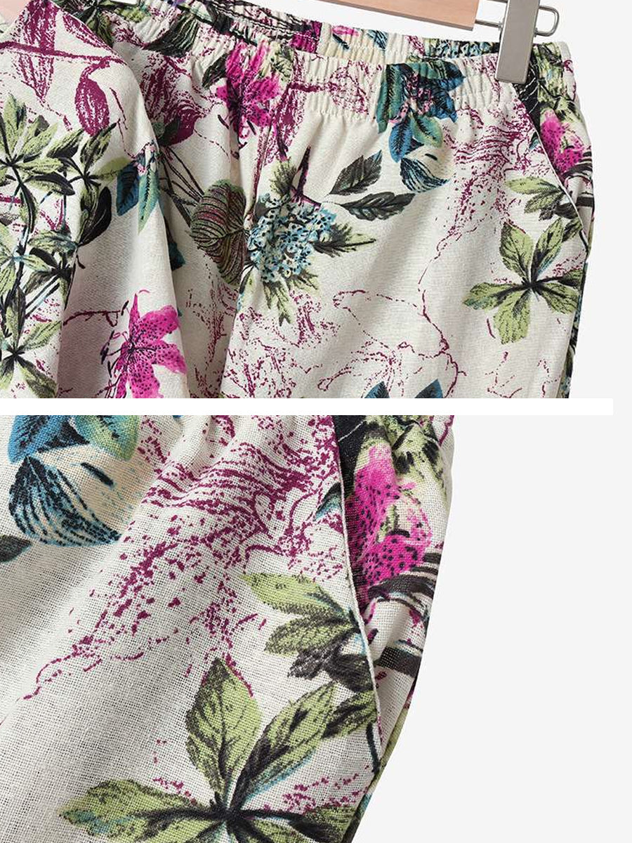 Floral Print Round Neck Two-Piece Set