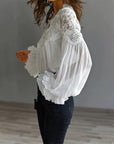 Lace Patchwork V-Neck Blouse