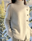 High-Neck Irregular Design Sweater
