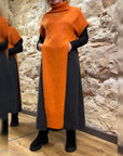 Slit Short-Sleeved Turtleneck Sweater