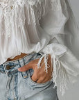 Lace And Tassel Off-The-Shoulder Top