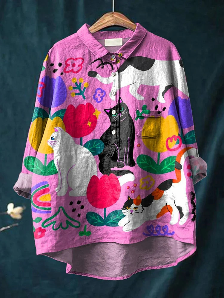 Uluru Graphic Shirt with Cat Illustration