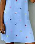 Colorful Heart Print V-Neck Dress
