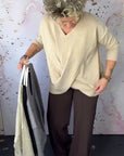 Irregular Hem V-Neck Sweater