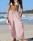 Casual Plaid Print Cropped Pants