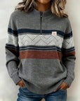 Long-Sleeved Color Blocked Sweater