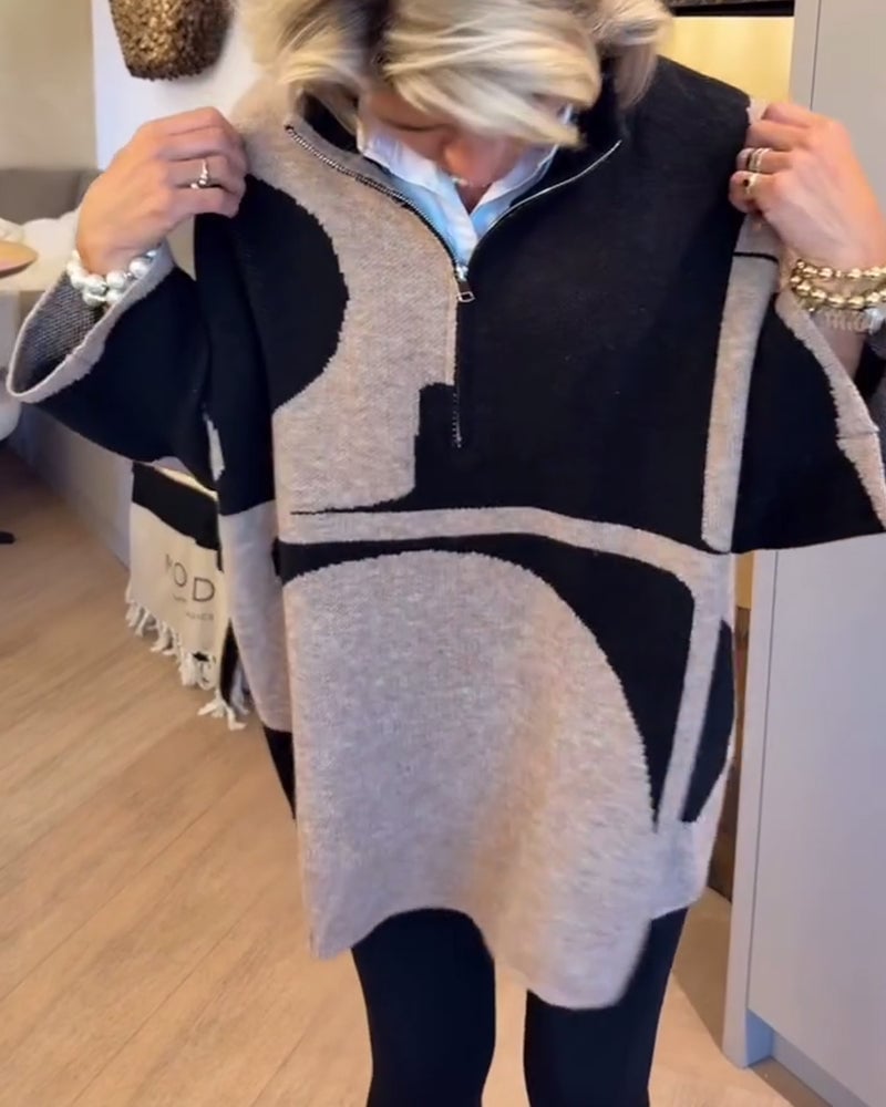Half-Zip Stand Collar Fashionable Sweater