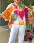 Oil Painting Style Long-Sleeved Blouse