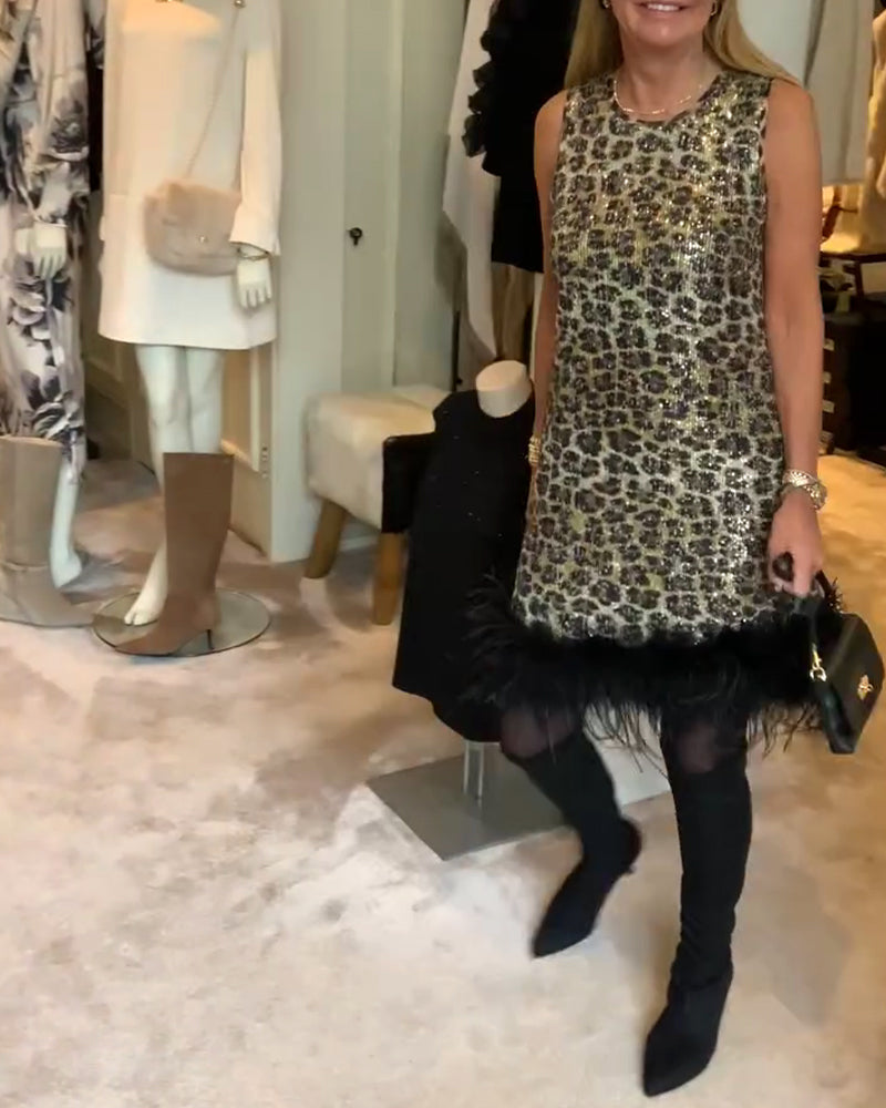 Sleeveless Leopard Print Fashion Dress