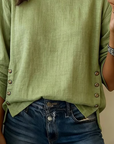 Casual Round Neck Button Design Top