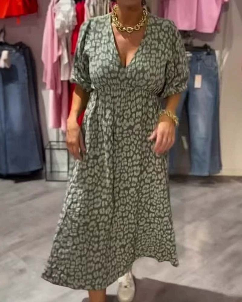 Women's V-Neck Print Dress