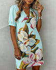 Large Floral Print V-Neck Dress
